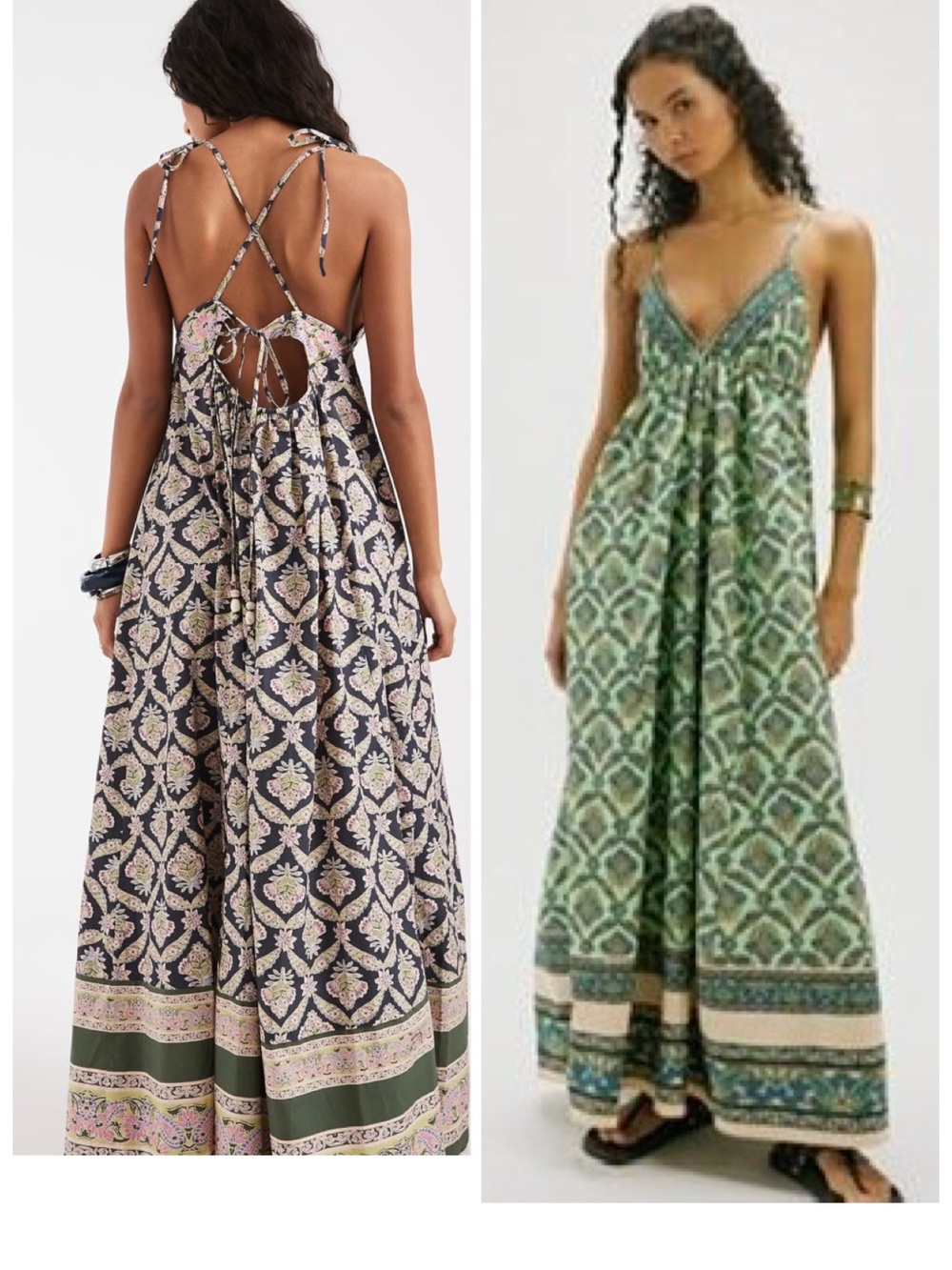 🆕Bnwt  Green Sorrento Stroll  Maxi Dress with Spaghetti Straps